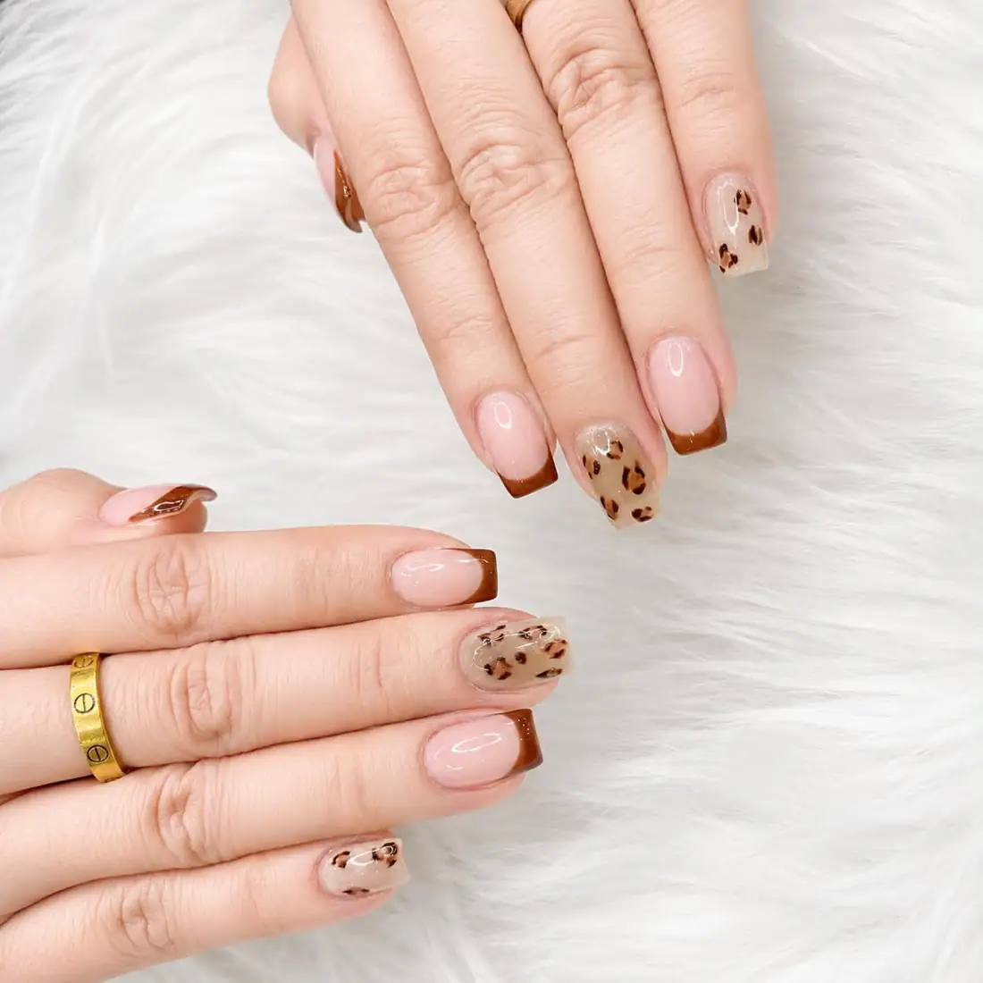 French tips with leopard print